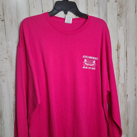 Jerzees Heavyweight Long Sleeve Pink Tshirt Graphic Jeeps & Wrenches - Picture 6 of 8